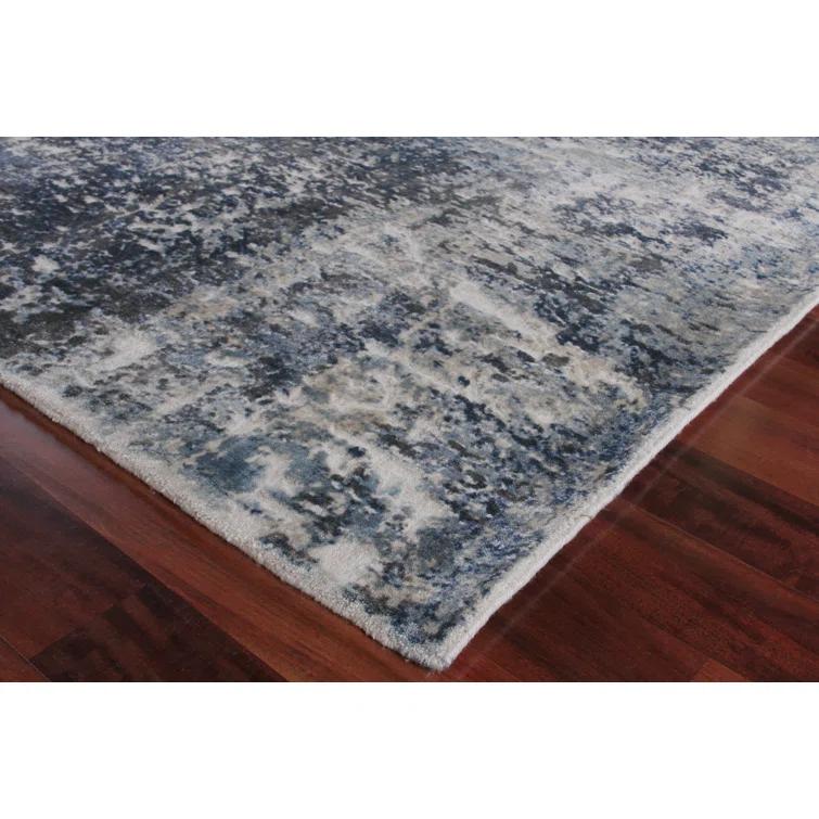 Reflections Abstract Hand-Loomed Blue/Ivory Area Rug