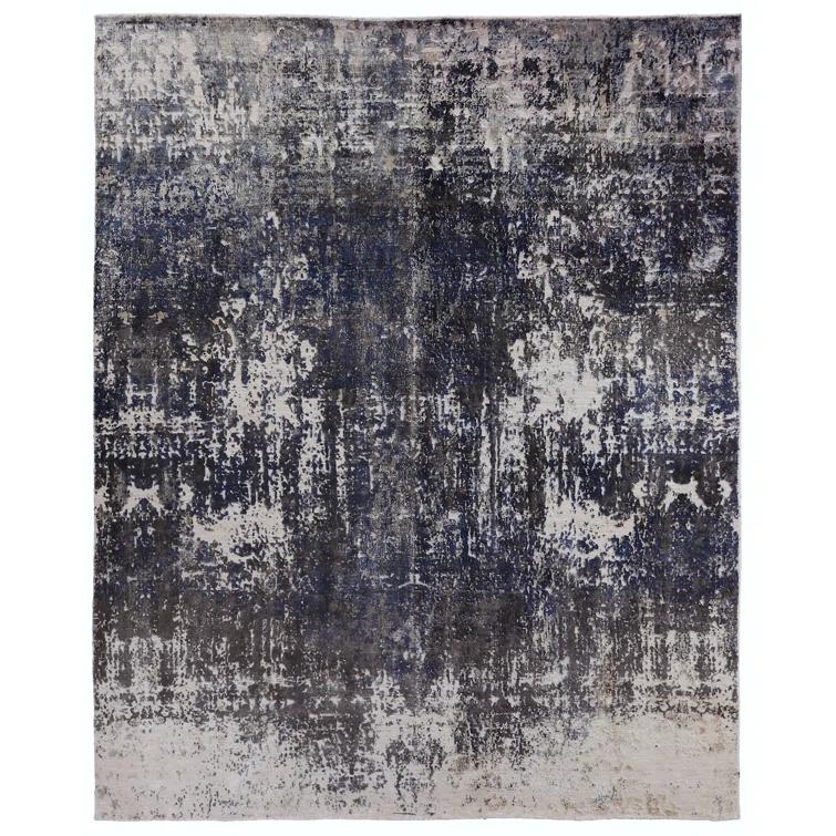 Reflections Abstract Hand-Loomed Blue/Ivory Area Rug
