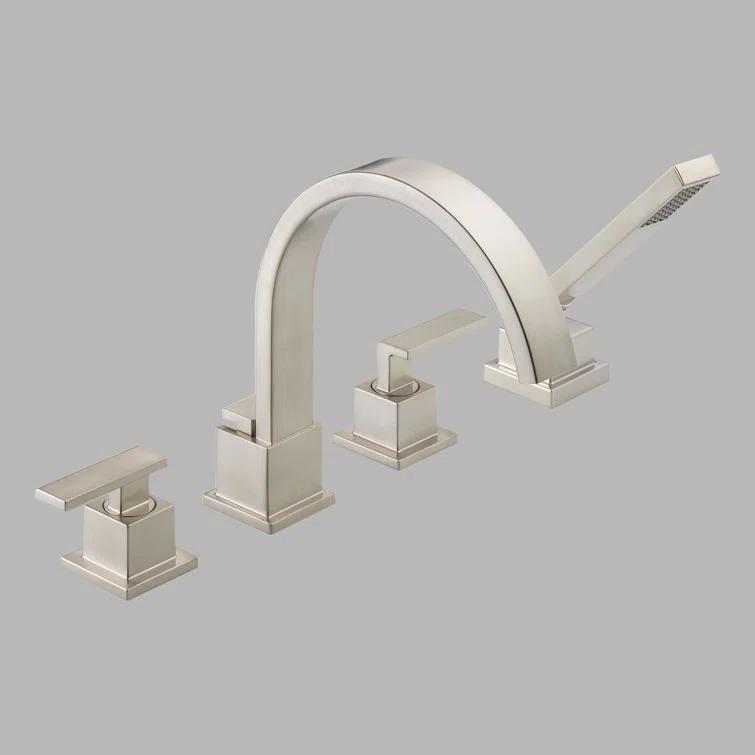 Vero Double Handle Deck Mounted Roman Tub Faucet with Handshower