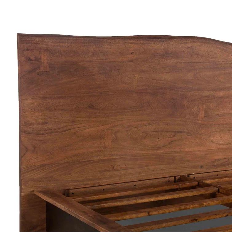 Palermo Transitional King Platform Bed with Live Edge Wood Headboard