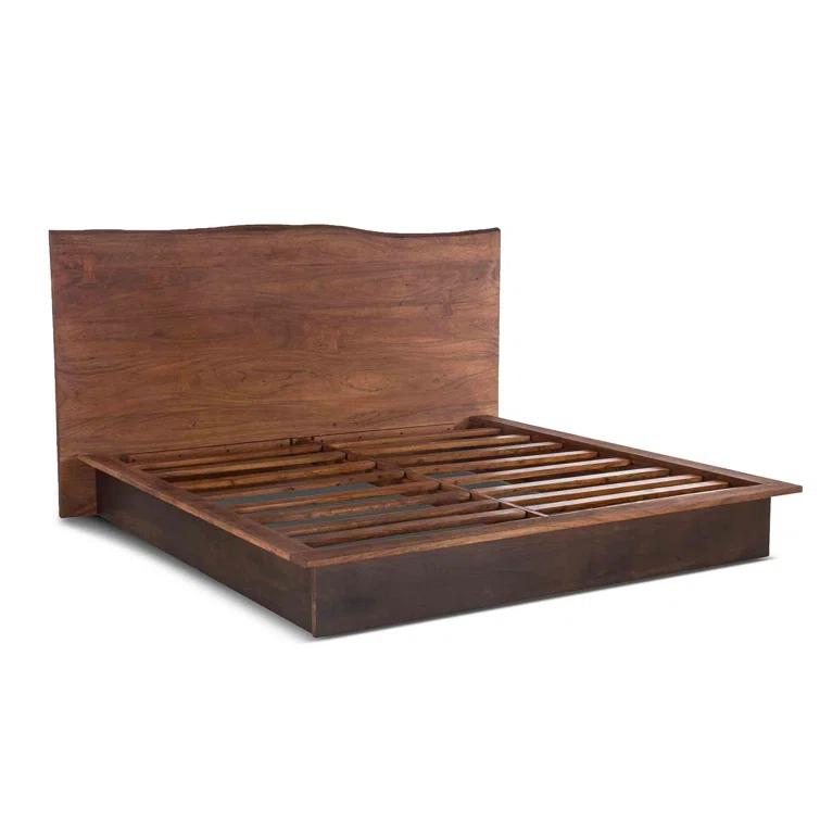 Palermo Transitional King Platform Bed with Live Edge Wood Headboard