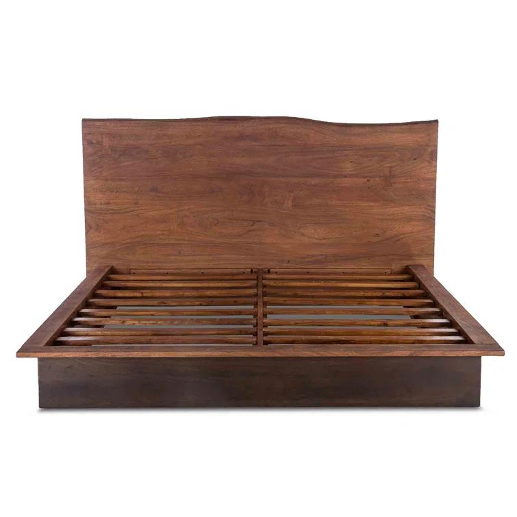 Palermo Transitional King Platform Bed with Live Edge Wood Headboard