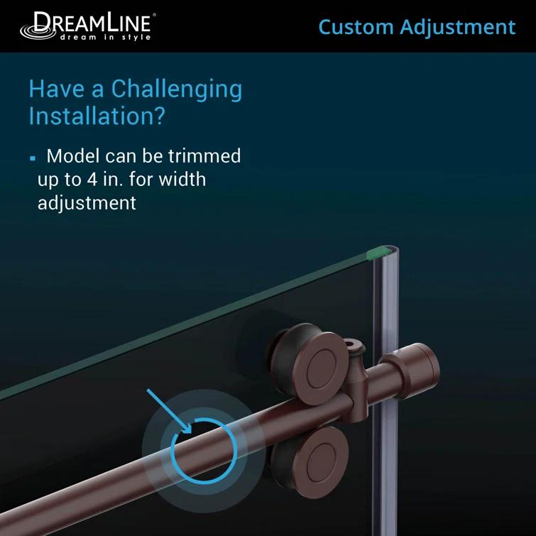Enigma-XO 50" W x 76" H Sliding Frameless Shower Door with Clear Max™ Technology