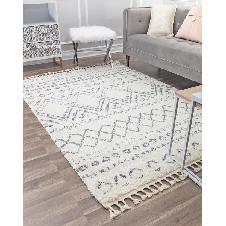 Silla Mason Shag Tribal Shadow Gray Area Rug