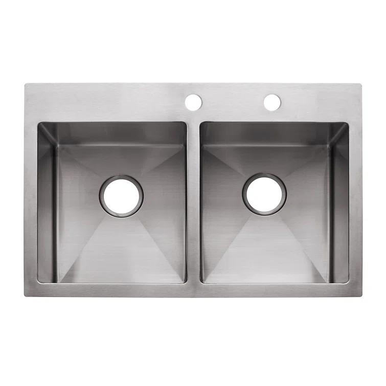 Vector 34" L x 23" W Double Basin Dual Mount Kitchen Sink