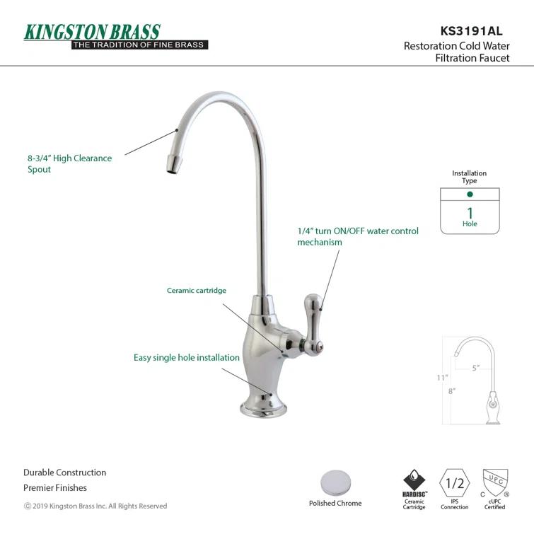 Kingston Brass Restoration Single-Handle 1-Hole Deck Mount Water Filtration Faucet