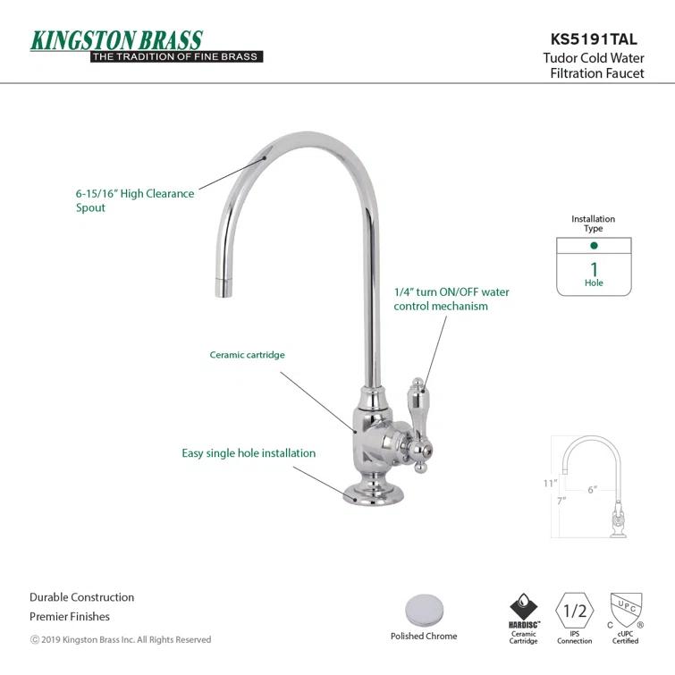 Kingston Brass Tudor Single-Handle 1-Hole Deck Mount Water Filtration Faucet
