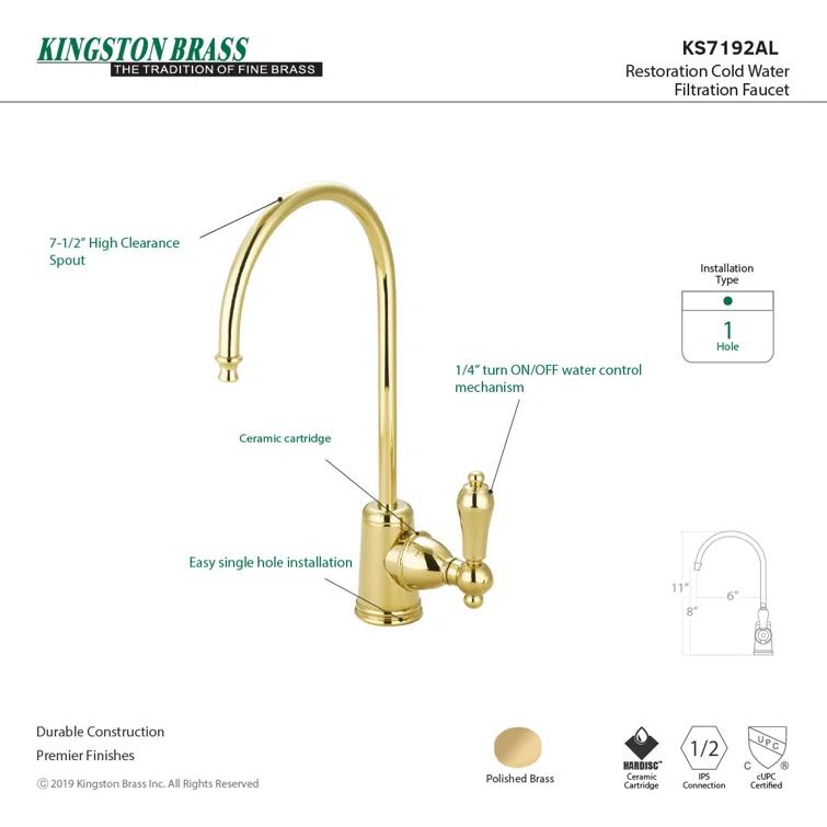 Kingston Brass Restoration Single-Handle 1-Hole Deck Mount Water Filtration Faucet