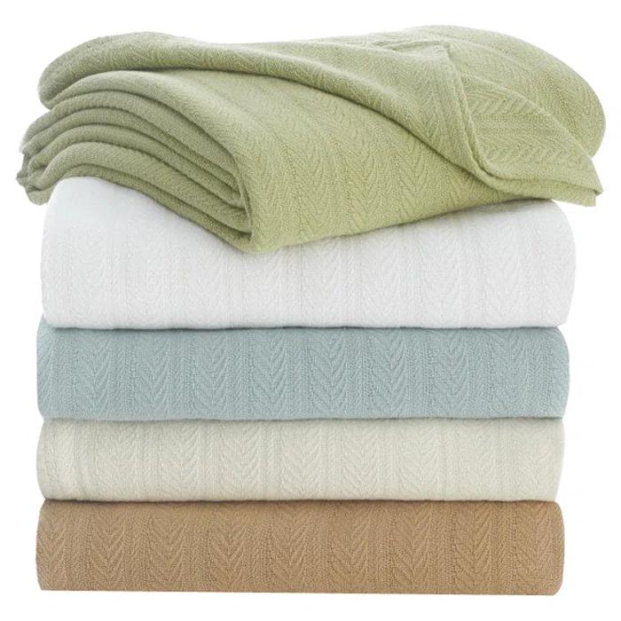 Vellux Vellux 100% Cotton Blanket - Soft, Breathable, Cozy & Lightweight Thermal Blanket  All-Season Blanket Perfect for Layering Bed, Couch & Sofa - Hotel Quality