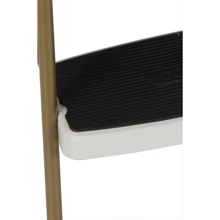 Stylaire Steel Retro Chair + Step Stool with Flip-Up Vinyl Seat