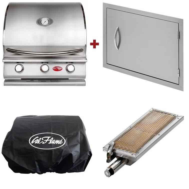 Cal Flame 24'' BBQ Grill Island with 3 - Burner Grill