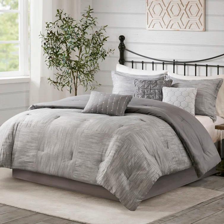 Madison Park Walter 7 Piece Printed Weave Seersucker Comforter Set