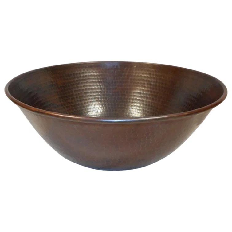 14"Round Copper Vessel Bathroom Sink