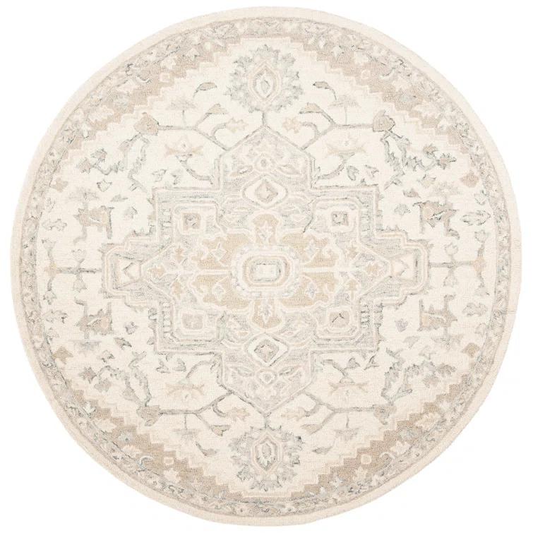 Micro-Loop MLP503 Hand Tufted Indoor Accent Rug - Ivory/Beige - 3' Round - Safavieh