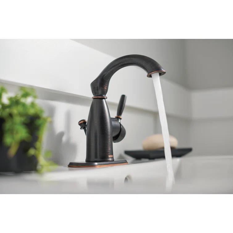 Moen Sarona Single Hole Bathroom Faucet with Drain Assembly and Optional Deckplate