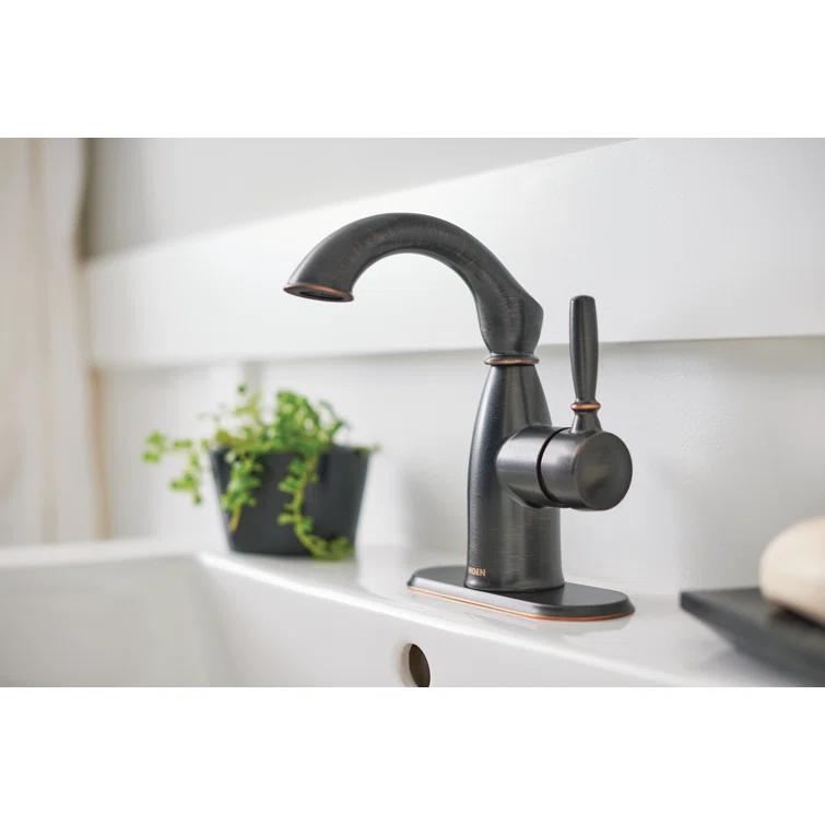 Moen Sarona Single Hole Bathroom Faucet with Drain Assembly and Optional Deckplate