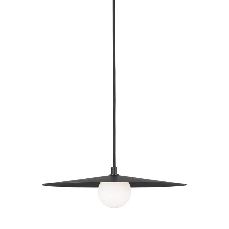 Matte Black Mid-Century Modern 22" LED Globe Pendant with Frosted Glass