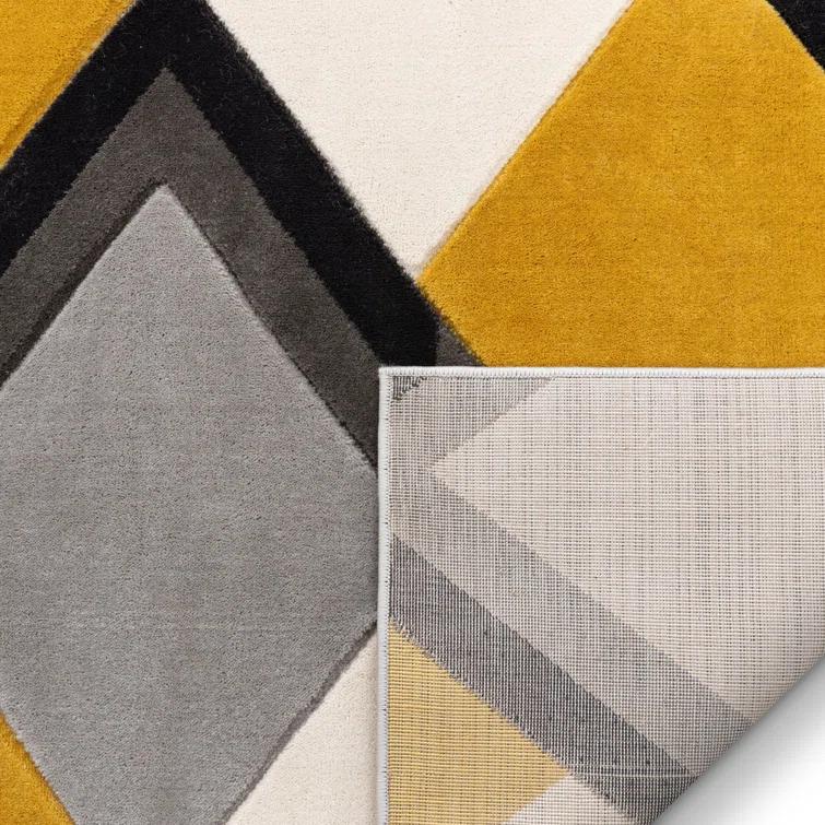 Markovich Gold Modern Geometric Stripes 3D Textured Rug