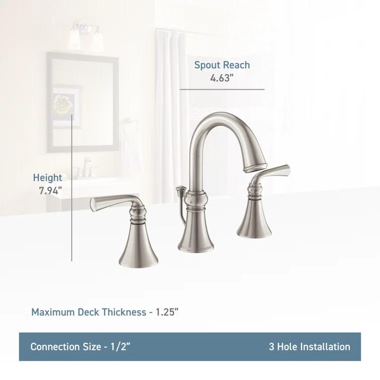 Moen Wetherly High-Arc Widespread Bathroom Faucet with Drain Assembly