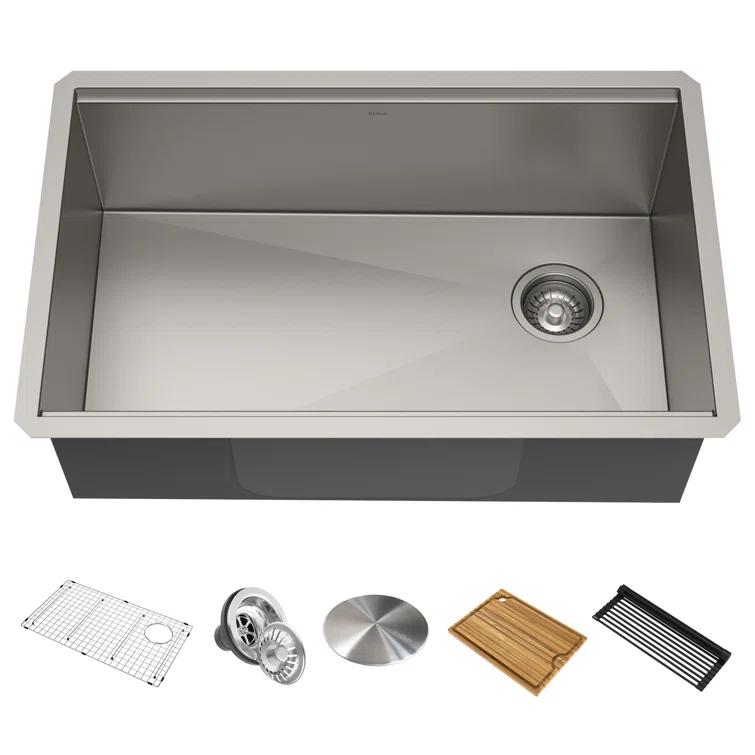 KRAUS® Kore 32" Undermount Workstation 16 Gauge Single Bowl Stainless Steel Kitchen Sink with Accessories