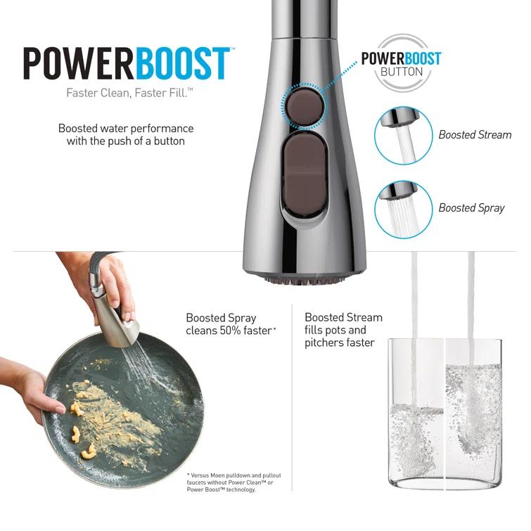 Moen Arbor One Handle Pulldown Kitchen Faucet Featuring Power Boost and Reflex