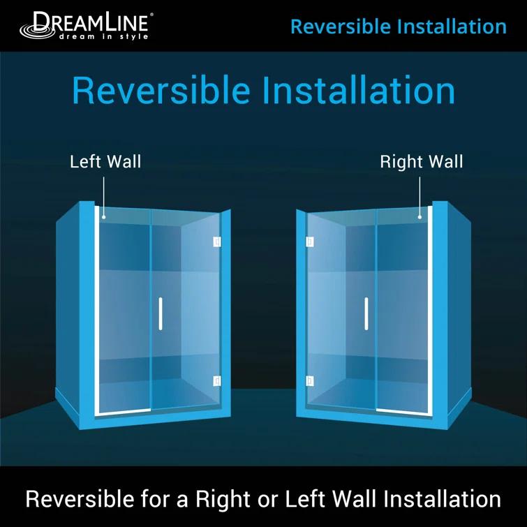 DreamLine Unidoor Plus 52" W x 72" H Pivot Frameless Shower Door with ClearMax™ Technology SHDR-243257210-04