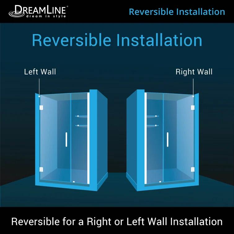 Unidoor 41" W x 72" H Hinged Frameless Shower Door with Clearmax™ Technology