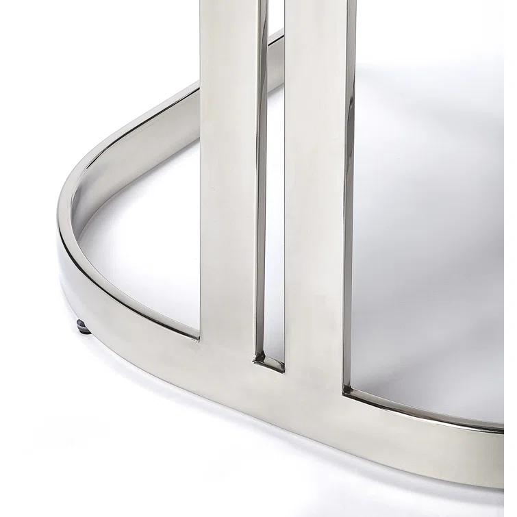 Butler Specialty Bravo Faux Leather Counter Stool In Silver And White