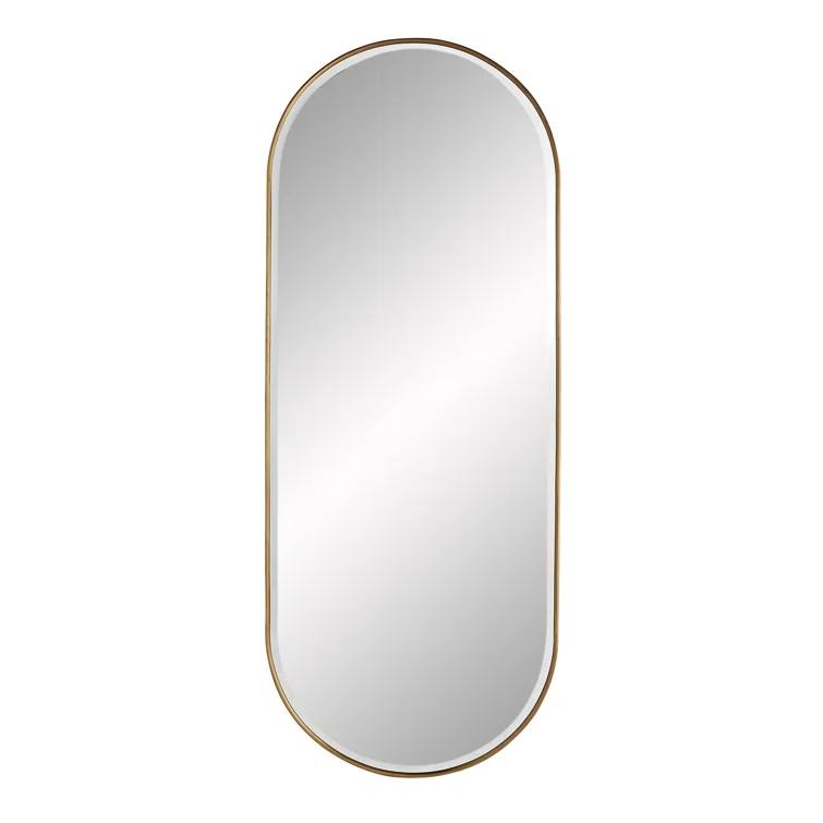 Vaquero Chic Full-Length Bronze and Gold Wood-Leather Mirror