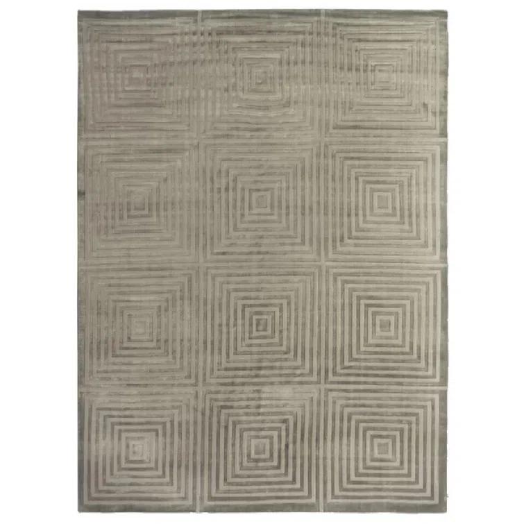 Dove Embossed Geometric Hand-Loomed Dark Gray Area Rug