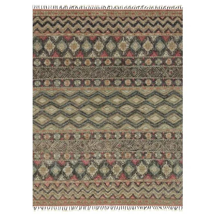 Hand-Knotted Indigo Wool-Cotton Blend Rectangular Rug