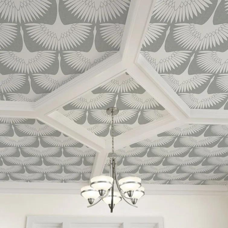Tempaper x Genevieve Gorder Feather Flock Chalk Peel and Stick Wallpaper, 20.5" x 16.5'