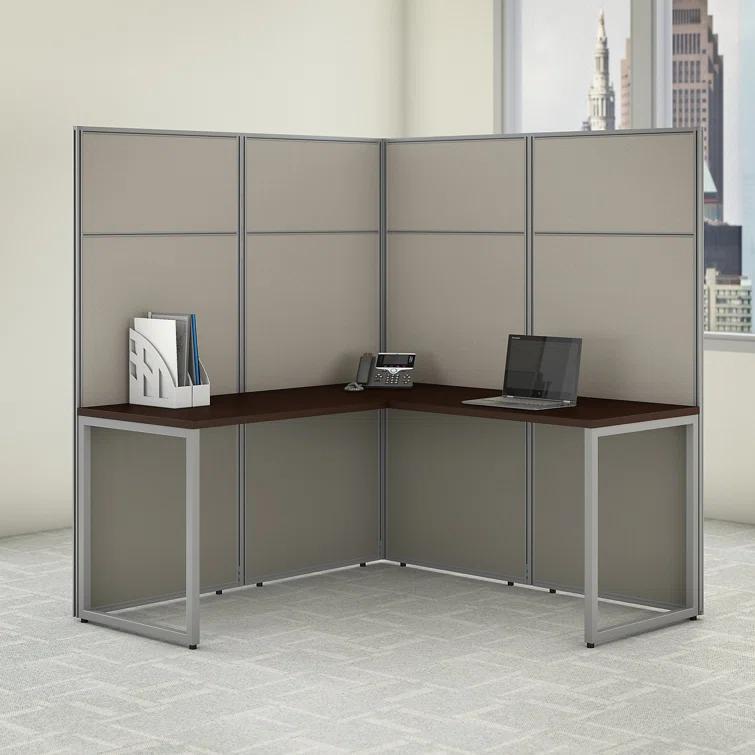 Bush Business Furniture Easy Office L-Shaped 1 Person Cubicle with Cable Management
