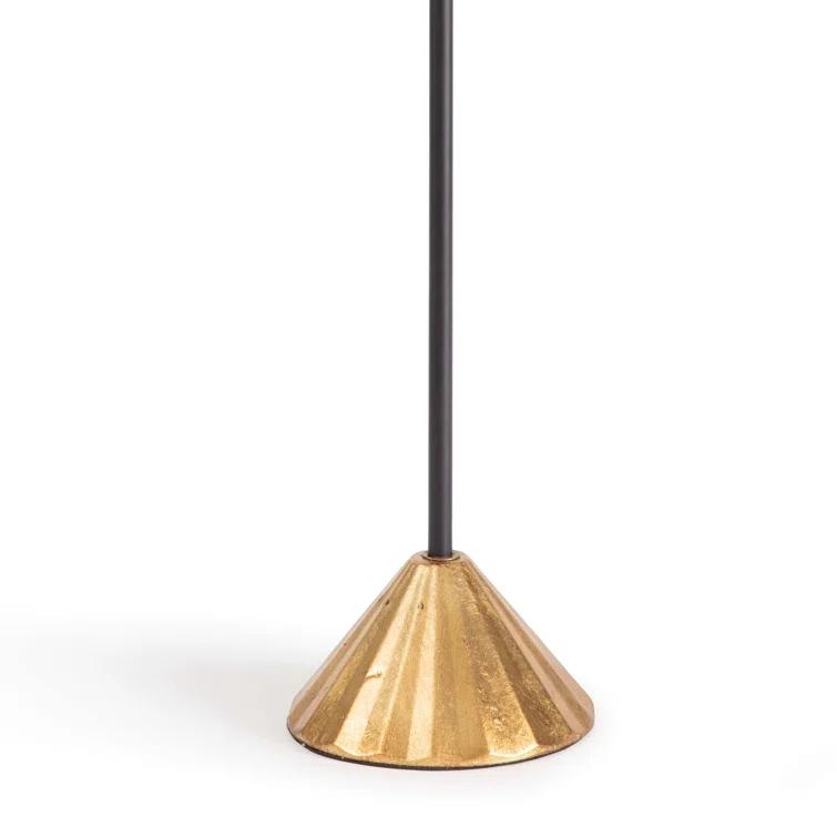 Parasol Black and Gold Leaf Table Lamp with Linen Shade