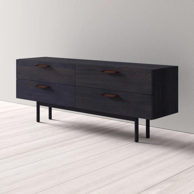 Shale Solid Wood 72'' W 4 - Drawer Dresser