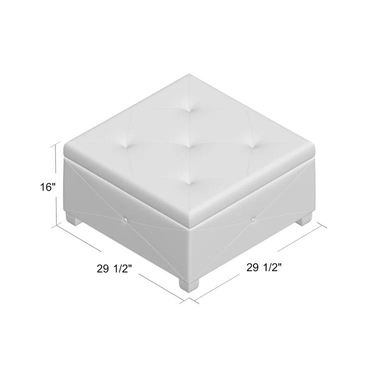 Della Button Tufted Square Storage Ottoman