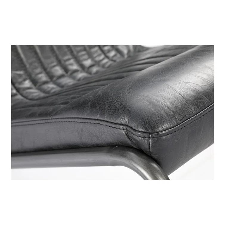 Transitional Black Genuine Leather Upholstered Side Chair