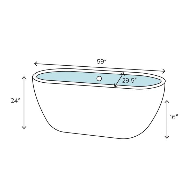 Iris 59" x 30" Freestanding Soaking Acrylic Bathtub