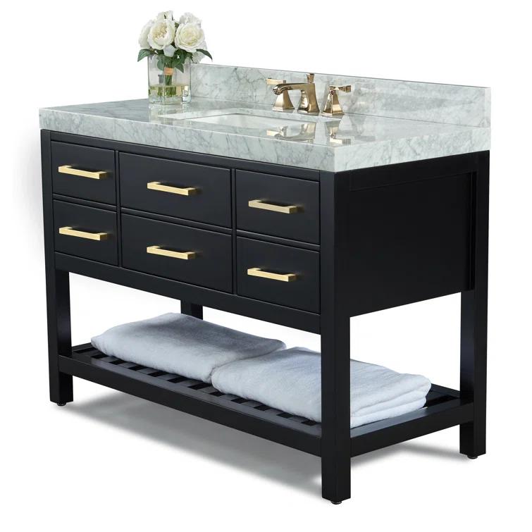 Ancerre Designs Elizabeth 48" Wood Bathroom Vanity Set in Black Onyx