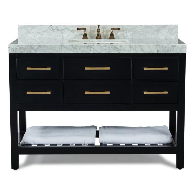 Ancerre Designs Elizabeth 48" Wood Bathroom Vanity Set in Black Onyx