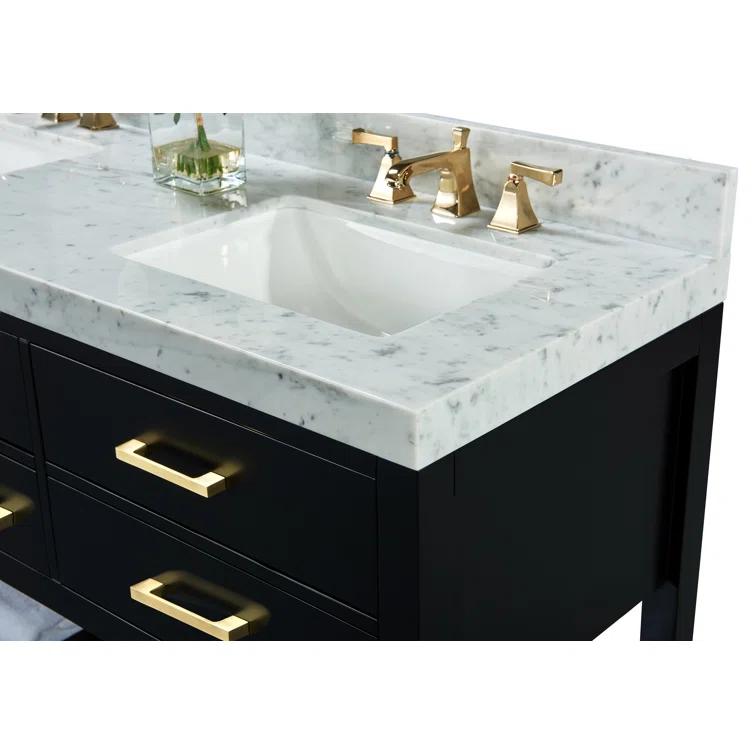 Elizabeth 60'' Black Onyx Double Vanity with Marble Top
