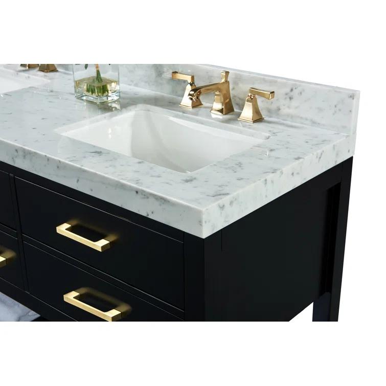 Ancerre Designs Elizabeth 72" Wood Bathroom Vanity Set in Black Onyx