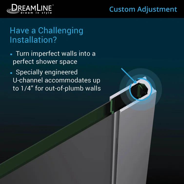 Prism 34.125" W x 34.125" D x 72" H Frameless Rectangle Shower Enclosure with Fixed Panel