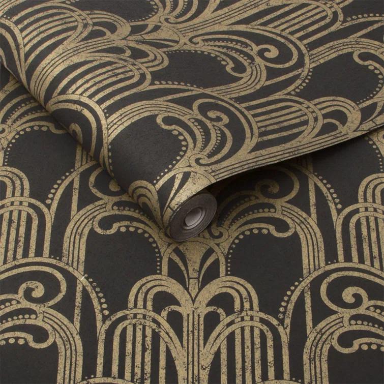 Art Deco Black and Gold Geometric Paste the Wall Wallpaper