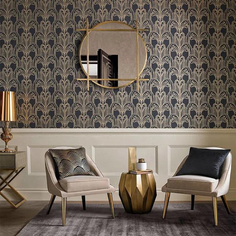 Art Deco Black and Gold Geometric Paste the Wall Wallpaper