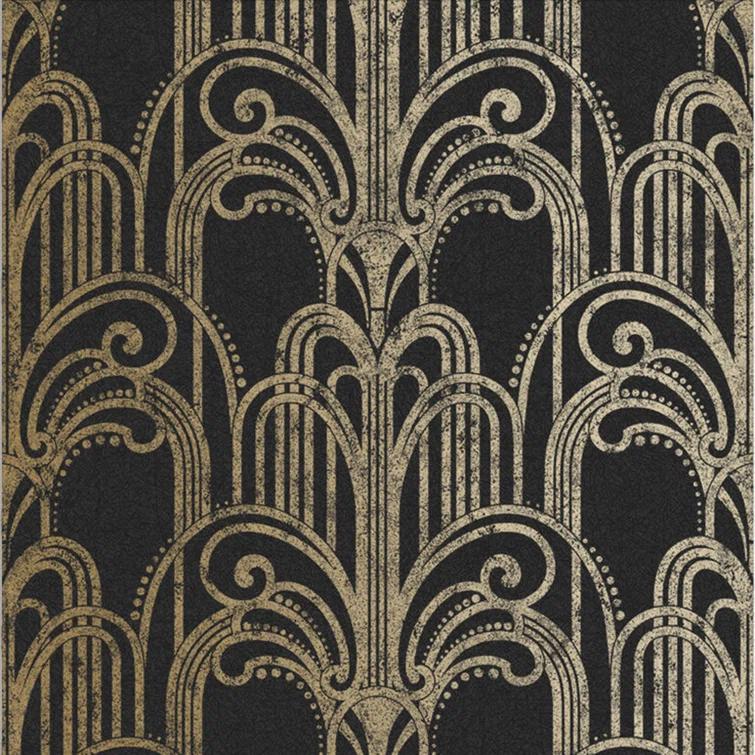 Art Deco Black and Gold Geometric Paste the Wall Wallpaper