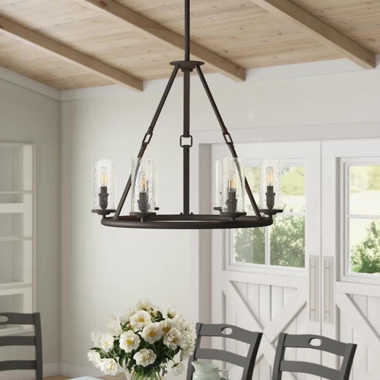 Dakota 6 - Light Unique / Statement Wagon Wheel Chandelier