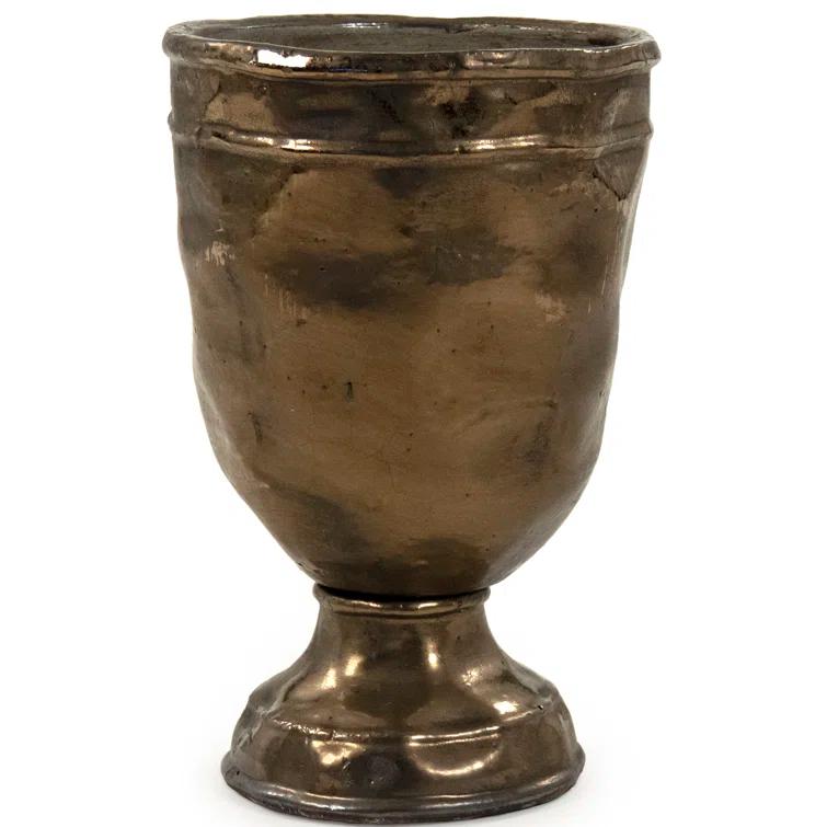 Large Distressed Bronze Ceramic Table Vase