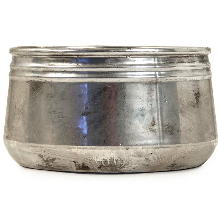 Zentique  Distressed Metallic Can-Shaped Vase - Large