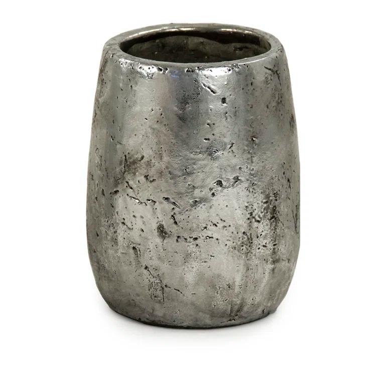Zentique Stoneware Vase with Distressed Metallic